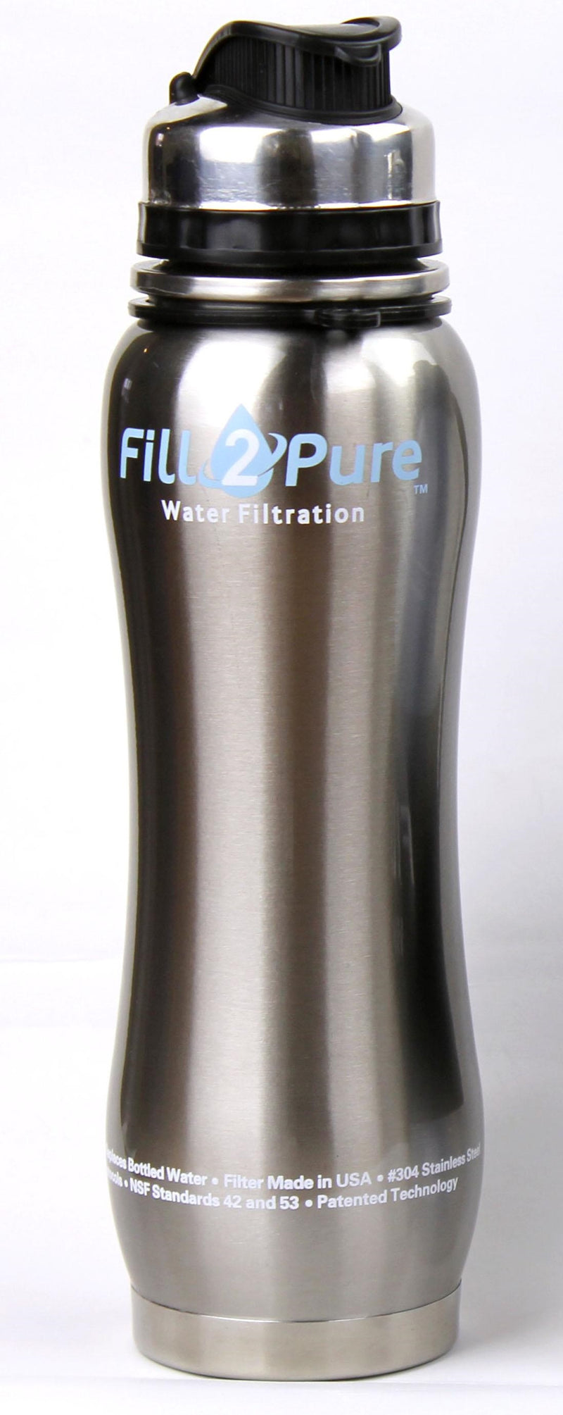 New Fill 2 pure water filtration systems stainless water bottle